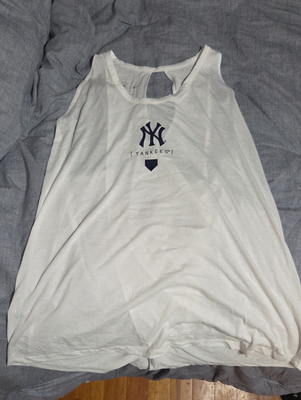 Nike White Women's Tank Top with Navy Logo